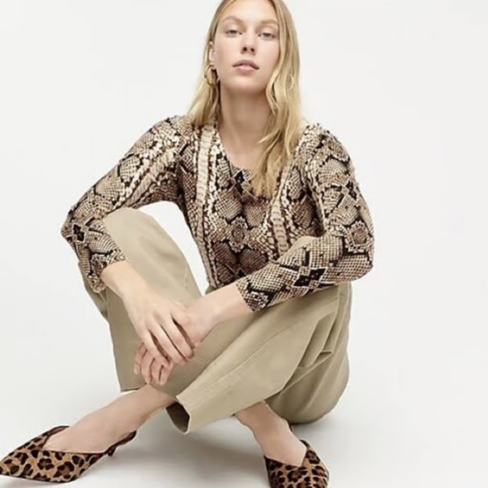 J. Crew Tippi Sweater Snakeskin Python Merino Woo… - image 1